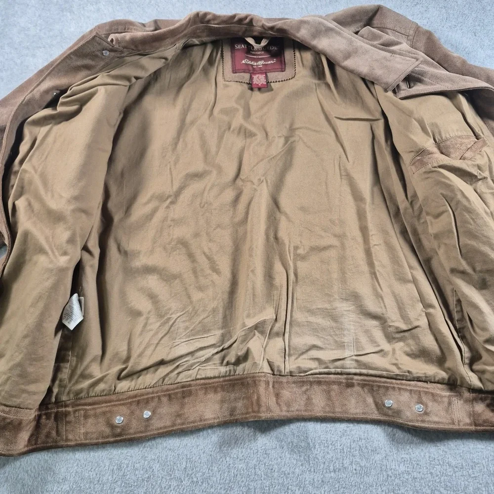 Eddie Bauer Seattle Suede Vintage Shirt Jacket Brown Leather Jacket Medium